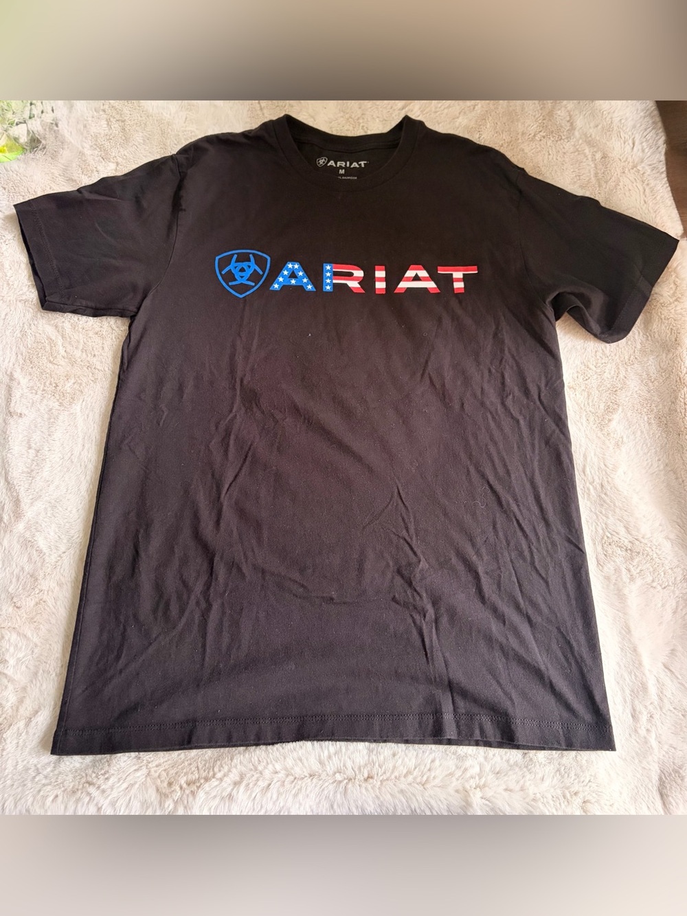 Ariat Men’s Black American Flag Logo T-Shirt Size Medium